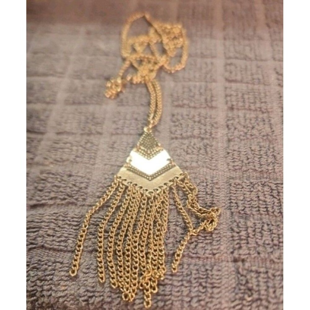 Silver Tone Tassel Necklace